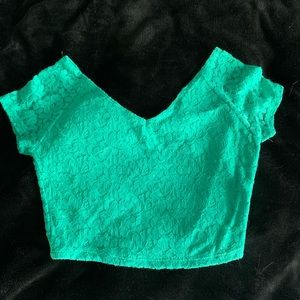 Lace floral crop top